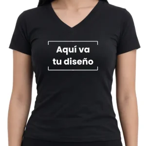 Camiseta de dama en cuello v algodon licrado