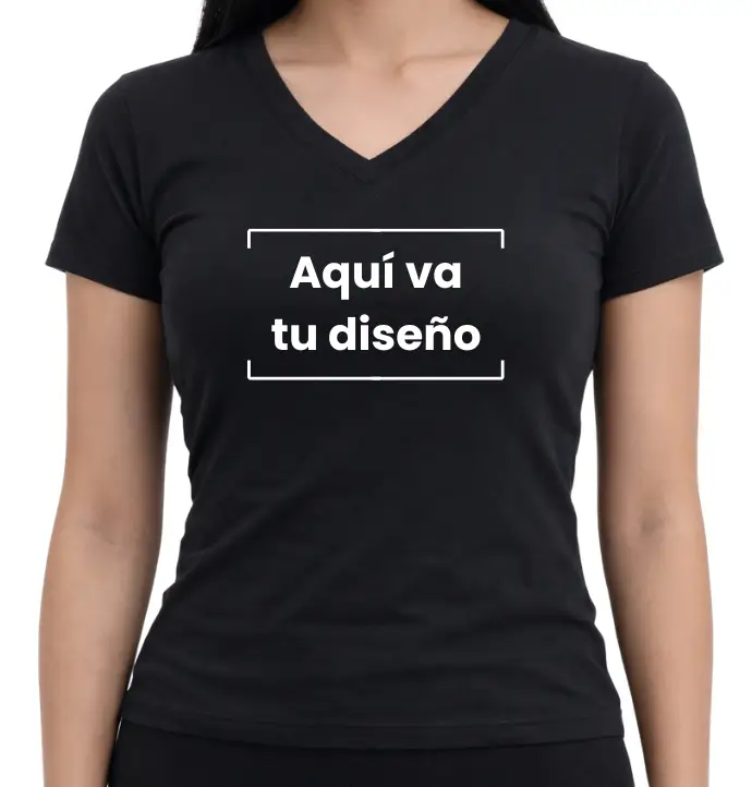 Camiseta de dama en cuello v algodon licrado