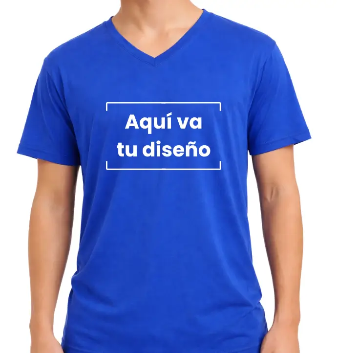 Camiseta azul rey cuello en v hombre
