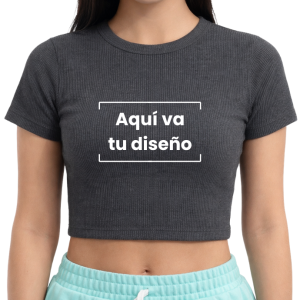 Camiseta gris rib para dama