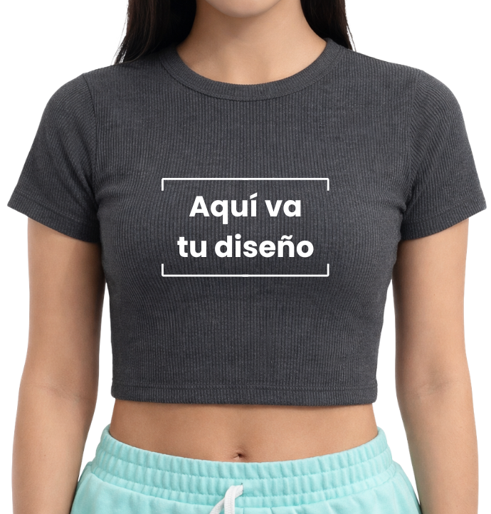 Camiseta gris rib para dama